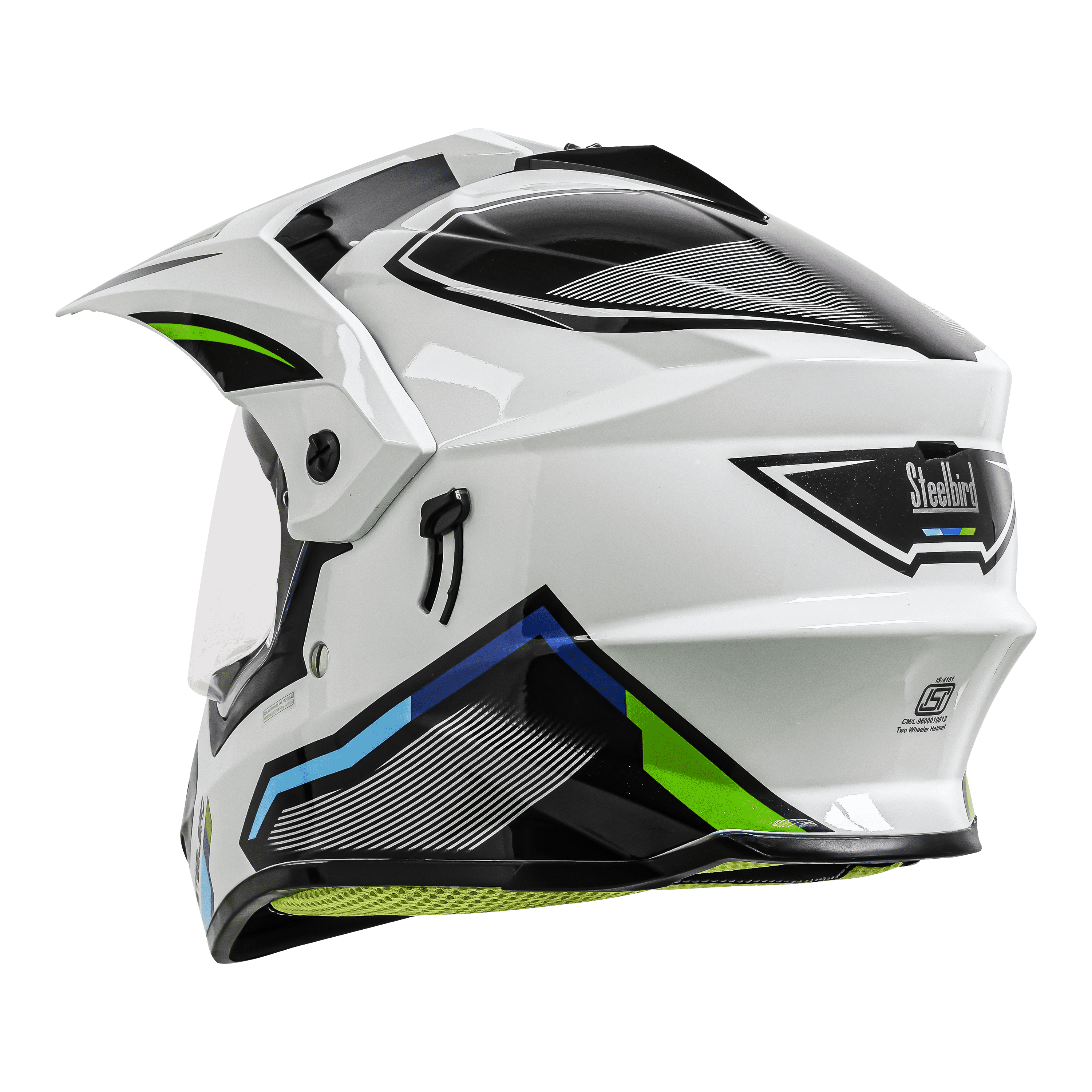 SBH-13 RACER GLOSSY WHITE WITH GREEN